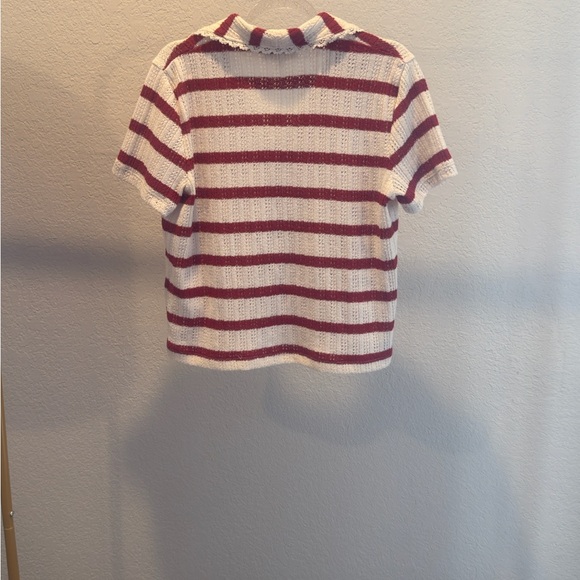 Madewell Red and Cream Striped Short Sleeve Top - Picture 4 of 4